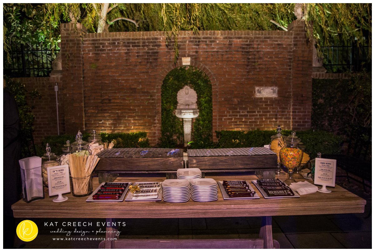 late night dessert | s'mores station | unique wedding food | Kat Creech Events