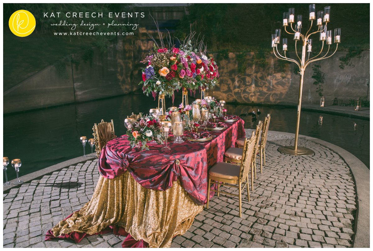 candelabra | romance on the bayou | gold wedding | table decor 