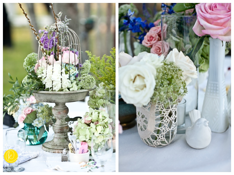 vintage centerpieces, milk glass