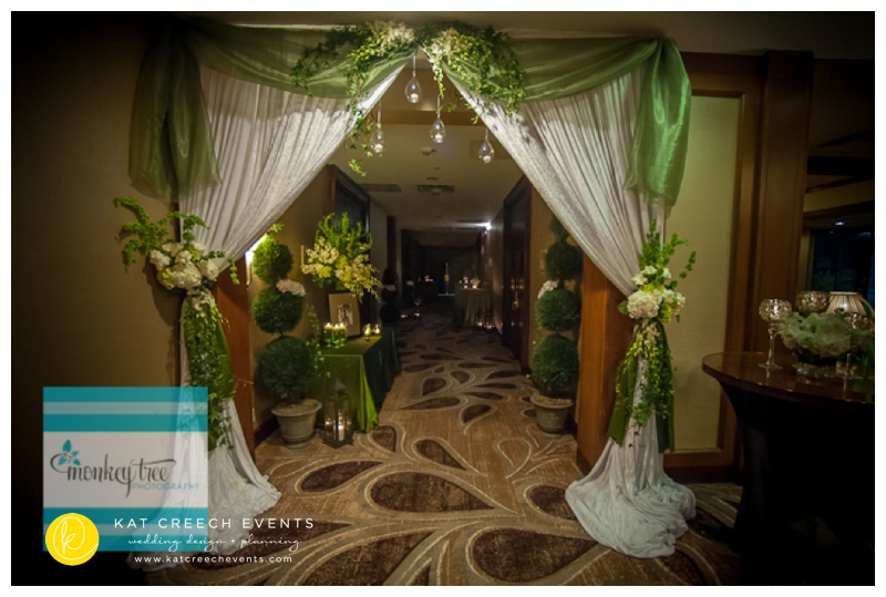 ceremony entrance wedding of black, white, and green