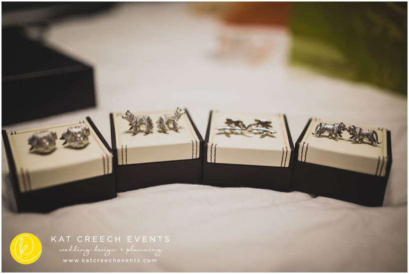 animal cuff links | custom cuff links | grooms wedding style | Kat Creech Events