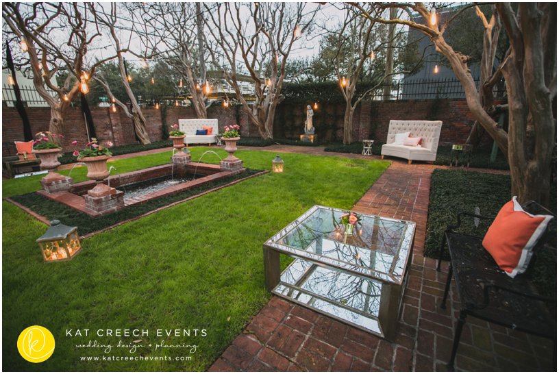 garden wedding | outdoor wedding | wedding furniture | Edison bulbs | Kat Creech Events