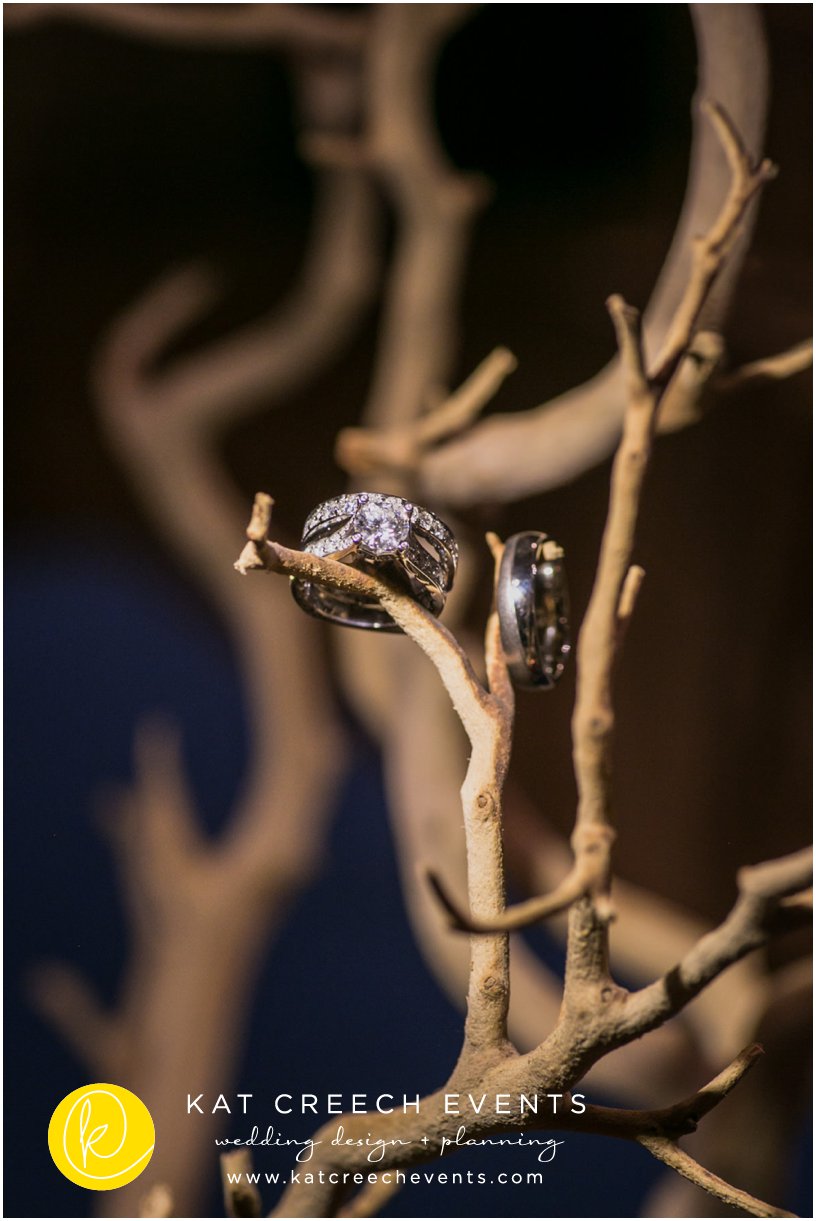 manzanita tree centerpiece | wedding rings | wedding photography | Kat Creech Events 