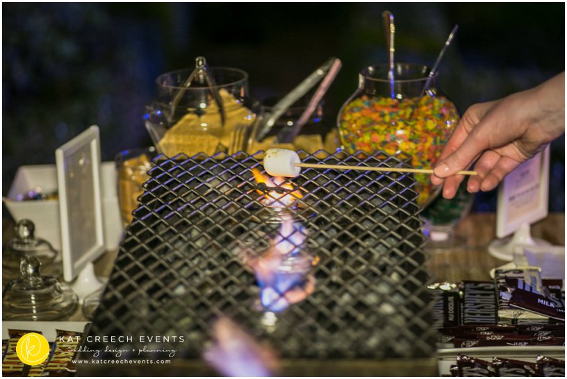 late night dessert | s'mores station | unique wedding food | Kat Creech Events